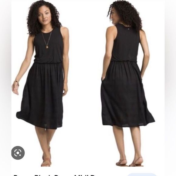 NWTs Prana Midi Dress with pockets - Black Size Small - Picture 1 of 10